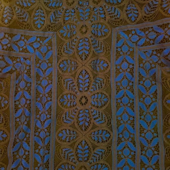 For Love and Lemons - Lyla Deep V Blue and Black Lace Overlay Mini Dress - XS - Picture 8 of 8